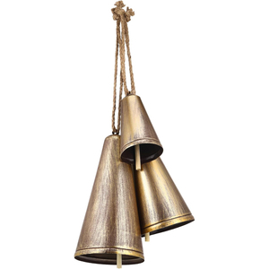 Handmade Vintage Rustic Gold <b>Cow</b> Bells <b>Ornaments</b> With Jute Rope Antique Brass Finish Tin Christmas Hanging Decor Farmhouse Bell - Product Image 3