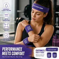 Ensemble de bandeaux et de bracelets en tissu éponge personnalisés avec logo brodé pour la gym, le fitness, la course à pied, cadeaux promotionnels