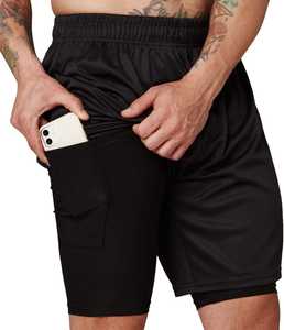 <b>Mens</b> Solid Canvas Gym Fitness <b>Compression</b> <b>Shorts</b> Custom Logo Eco-Friendly Quick Dry Performance Stretch Workout <b>Shorts</b> - Product Image 2