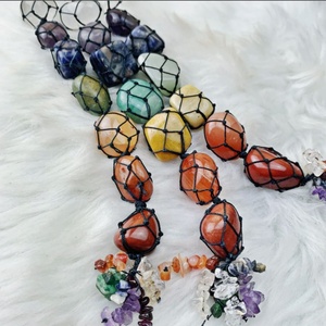 7 Chakra Feng Shui Carved Indian Tumbled Gemstones Set Love Style Wall Hanger Window <b>Ornament</b> Engraving Healing <b>Crystals</b> - Product Image 2