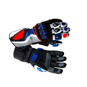 Guantes de Motocicleta de Dedo Completo, Diseño Panelado en Negro, Azul, Rojo y Blanco, Correa de Muñeca Ajustable, Antideslizantes, para Uso en Exteriores - Product Image 6