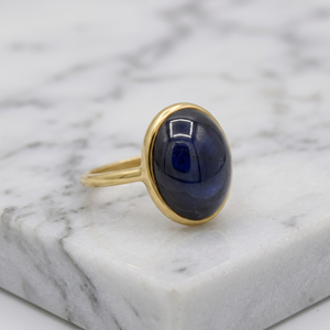 Anillo de Compromiso de Oro Amarillo Sólido de 14k con Zafiro Azul Ovalado Natural de Alta Calidad, Hecho a Mano, para Mujer, Venta al Por Mayor - Product Image 5