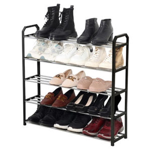 Precio al por mayor: Organizador de zapatos metálico independiente negro y plateado para entrada, pasillo, dormitorio. Buen precio. - Product Image 1
