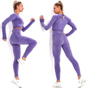 Ensemble de vêtements de yoga d'hiver pour femmes, 3 pièces, haut à manches longues + soutien-gorge de yoga + leggings, ensembles de survêtements personnalisés - Product Image 5