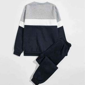 Conjunto Deportivo Unisex de 2 Piezas con Bloques de Color, Sudadera de Algodón de Manga Larga con Cuello Redondo y Pantalones con Cordón, Ropa Casual de Otoño - Product Image 6
