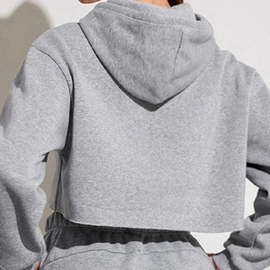 Sudadera con Capucha Personalizada para Mujer, Mezcla de Algodón, 360GSM, Bordada, Cuello Redondo, Informal, Corta, para Invierno, Fabricante OEM - Product Image 3