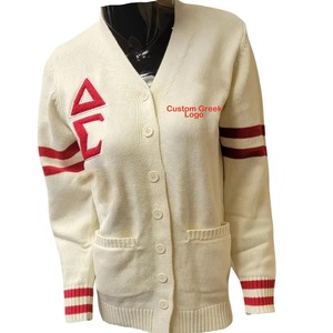 High Quality Customized 1913 Women's V neck Cardigan Acrylic Knitted Sweaters Delta Sororities Greek Apparel Applique College - Product Image 4