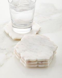 Idée cadeau élégante : ensemble de sous-verres en marbre avec motifs floraux gravés et coussinets de protection pour la fête des mères, la fête des pères et les anniversaires - Product Image 4