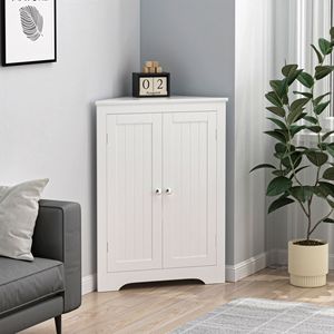 Adjustable <b>Shelves</b> Freestanding Narrow Cabinet Organizer 2-Door Floor Corner Storage Cabinets for Living Room by Ba - Product Image 5