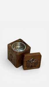 Porte-encens en bois découpé au laser, diffuseur d'aromathérapie avec bol métallique, décoration de bureau parfumée - Product Image 5