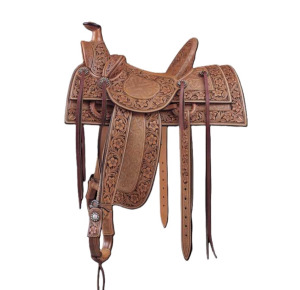 Selle de cheval western en cuir artisanal de qualité supérieure avec arceau en bois pour le ranch, la randonnée, la course de barils et l'équitation de loisir - EquiElite Exports - Product Image 3