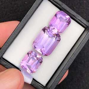 Lavender Amethyst Gemstone Set Brazilian <b>Cushion</b> Cut Natural Loose Stones High Quality February Birthstone Jewelry Gem Wholesale - Product Image 4