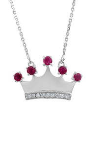 Diamond and <b>Ruby</b> Pendant in 92.5 Sterling Silver KLSP-50576 - Product Image 1