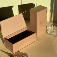 Boîte rigide magnétique de luxe marron doré, personnalisée pour diffuseur de parfum et bougie, emballage cadeau haut de gamme pour parfums d'intérieur
