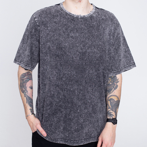 Camiseta de punto para hombre, estilo nuevo, corte regular, moda urbana, lavado ácido, 100% algodón, ecológica, de secado rápido y transpirable, al por mayor - Product Image 6