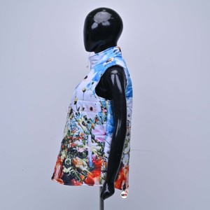 Gilet matelassé sans manches pour homme à imprimé floral, col montant, fermeture éclair, respirant, en polyester, style décontracté printemps - Product Image 3