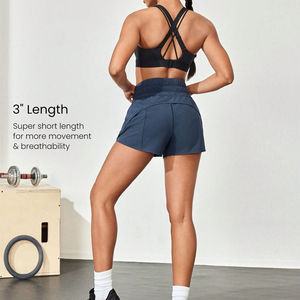 Shorts personnalisés pour femmes, taille haute, coupe slim, séchage rapide, respirants, unis, pour fitness et yoga, shorts de fitness pour femmes, personnalisables - Product Image 2