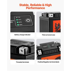 Batería de Litio LiFePO4 de Alto Rendimiento de 12 Voltios y 2Ah Pre-Cargada para Motocicletas, Batería para Deportes de Motor, Libre de Mantenimiento, Compatible - Product Image 6