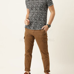 Pantalon cargo décontracté léger et droit pour homme, taille mi-haute, avec poches latérales – Prix de gros personnalisé - Product Image 4