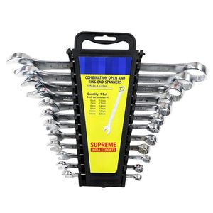 50% SALE CRV Type 12 Combination <b>Spanner</b> <b>Set</b> Durable Chrome-Plated Steel Hand Tool SAE <b>Metric</b> Sizes Open End Wrench NEW 2026 - Product Image 2