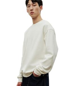 Coton mélangé personnalisé de qualité supérieure pour hommes, manches longues, imprimé ODM, coupe ample, col côtelé, ivoire, 100% coton, collection hiver - Product Image 1