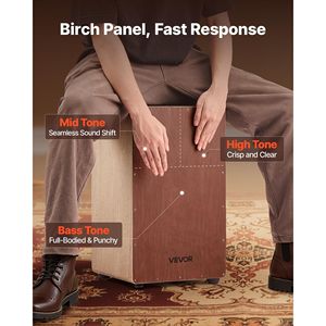 Large Birchwood Cajon <b>Box</b> <b>Drum</b> Snare Wires Included Hand Percussion Instrument - Product Image 2