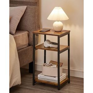 <b>Small</b> End <b>Table</b> Tall Nightstand Rustic Brown and Classic <b>Black</b> for Living Room Bedroom Office Bathroom - Product Image 3