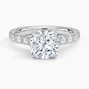 BOJ <b>Ring</b> 0115 Cushion Cut 925 <b>Silver</b> Luxe Anthology Prong Setting <b>Solitaire</b> Diamond <b>Ring</b> 2ct D Color VVS1 Moissanite GRA - Product Image 1
