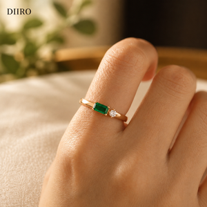 Anillo de Compromiso de Plata de Ley 925 con Gema de Corte Esmeralda para Mujer, Anillo de Propuesta con Moissanita - Product Image 5