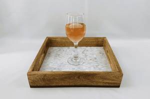 Elegante Bandeja de Servir Hecha a Mano de Madera y Nácar para Decoración de Hogar de Lujo, Exhibición en Mesa de Centro - Product Image 1