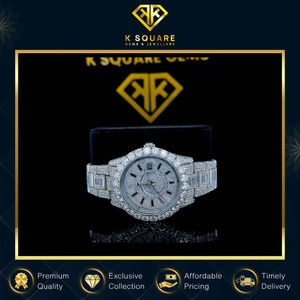 Montre de luxe en acier inoxydable à quartz automatique, étanche, avec bracelet en silicone et diamants Moissanite, fournie directement par l'usine - Modèle 3 - Product Image 6