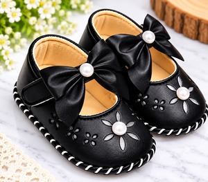 Zapatos Planos con Lazo para Bebés, Punta Cerrada, Parte Superior de Tela, Suela Suave Antideslizante, Zapatos de Princesa para Niñas, Verano e Invierno - Product Image 2