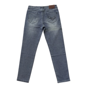 Jean en denim de coton vintage pour homme, coupe slim bootcut, taille mi-haute, délavé moyen, personnalisé, respirant, à séchage rapide, déchiré, hiver - Product Image 2