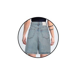 Shorts Largos de Mezclilla Rectos de Cintura Alta Retro al por Mayor para Mujer, que Realzan las Piernas, Holgados y Versátiles, de Alta Calidad - Product Image 6