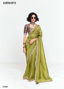 Elegante Saree de Seda Suave para Fiestas y Bodas, con Blusa de Diseño Exclusivo, el Más Vendido para Mujer - Product Image 6