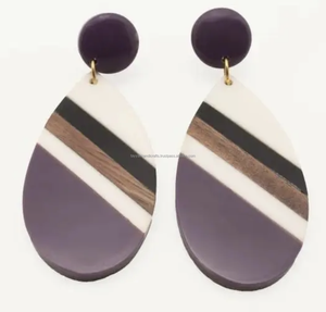 Boucles d'oreilles créoles en résine pour femmes Boucles d'oreilles octogonales géométriques d'Inde - Product Image 4