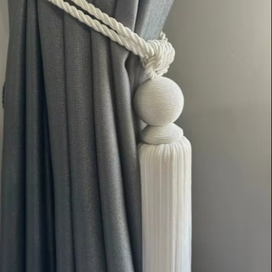 Curtain Tie Backs: Natural Rope & Cotton Tassel <b>Tiebacks</b> - Product Image 1