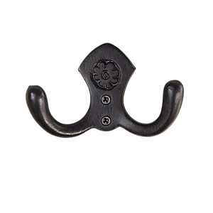 Crochet en fer noir thermolaqué à double fixation pour la décoration, les cadeaux, le rangement de vêtements et l'organisation de chambre - Product Image 1