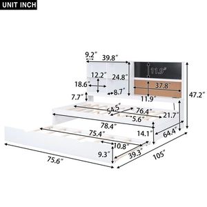 Divano letto a grandezza naturale con ripiani contenitore in legno massello, lavagna e bacheca, porte USB, letto estraibile singolo - Letto moderno per bambini - Product Image 3