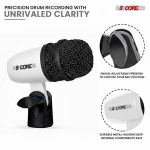 5 Core Conga Mic Snare Tom Set Professional XLR Cardioid Condenser Instrument Microphone Kit - Product Image 6