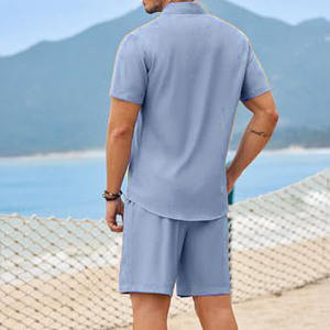 Ensemble de survêtement deux pièces pour homme, mode été, avec pantalon fin à manches courtes et short en tissu - Product Image 6