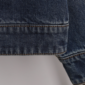 Veste en jean décontractée pour homme, coupe classique, bleu délavé, fermeture boutonnée, couleur unie, pour l'automne, en tissu de coton tissé - Product Image 5