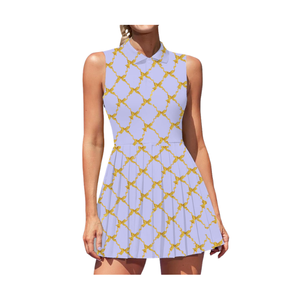 เดรสเทนนิสผ้าซาตินทรงหลวม แขนกุด ความยาวระดับเข่า สไตล์ลำลองหรูหราสำหรับฤดูร้อน ตกแต่งด้วยงานปักเลื่อมทำมือ เนื้อผ้านุ่ม ระบายอากาศได้ดี - Product Image 2