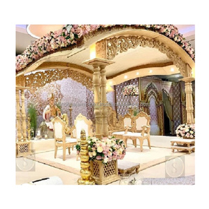 Hindu <b>Wedding</b> Decorations Double Pole Mehraab Mandap Props Durable Fiber Chairs for Parties Indian Theme Custom <b>Box</b> Packaging - Product Image 1
