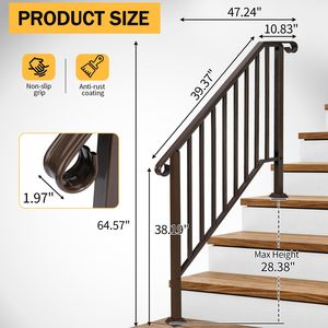 Barandilla de Hierro de 3 Niveles para Exteriores con Acabado en Cobre, Piezas Elegantes para Escaleras de Uso en Exteriores - Product Image 4