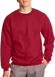 Sudadera de Cuello Redondo para Hombre, Corte Regular, Color Rojo Sólido, Manga Larga, Tejido de Punto, Algodón, Informal, para Otoño - Product Image 1