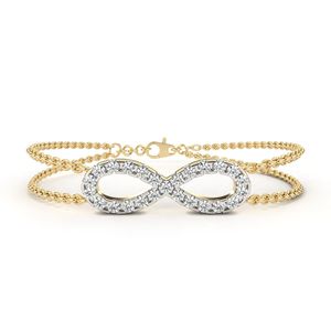 Unisex Yellow Gold Plated <b>Infinity</b> <b>Bracelet</b> Emerald Cut Diamond Pav Setting Classic Chain Link Design Engagement Everyday Wear - Product Image 2