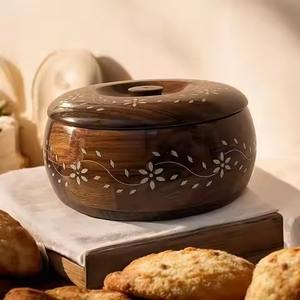 Boîte à chapati en bois émaillée imprimée, faite à la main, pour la conservation des rotis - Product Image 2