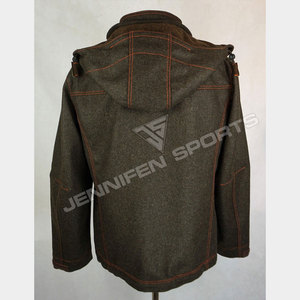 Veste de chasse d'hiver respirante en laine 100% de qualité supérieure, design luxueux personnalisé, fermeture éclair sur le devant avec capuche pour homme, modèle Maine Guide - Product Image 5