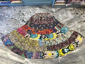 Assorted New Patch Layer Bohemian Silk <b>Patchwork</b> Tiered Ankle-Length Breathable Pleated Festival <b>Skirt</b> - Product Image 5